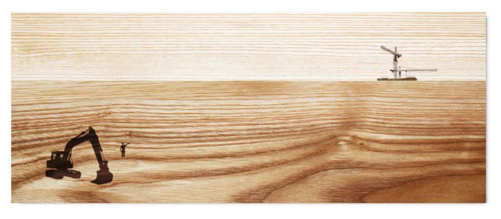 Pension für Produkte - Servierbrett Schöne Aussicht - Esche - Baustelle - indoor