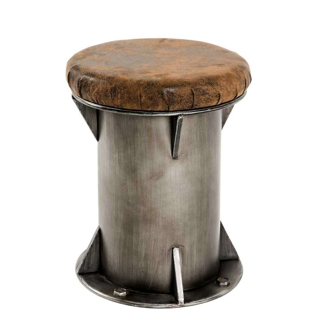 Industriestil Hocker mit Kunstlederbezug 49 cm Sitzhöhe