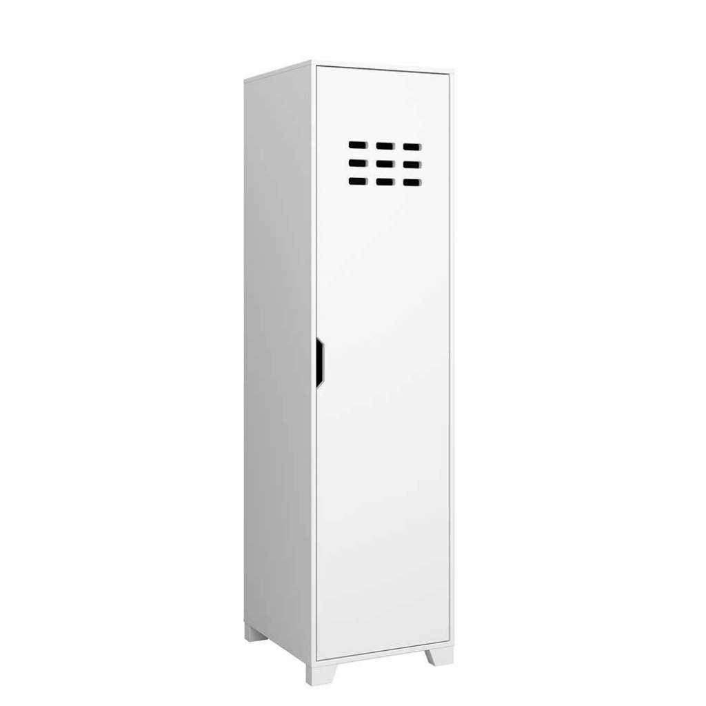 Schmaler Kleiderschrank in Weiß lackiert Spind Optik