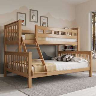 Jugend Etagenbett aus Buche Massivholz lackiert Leiter