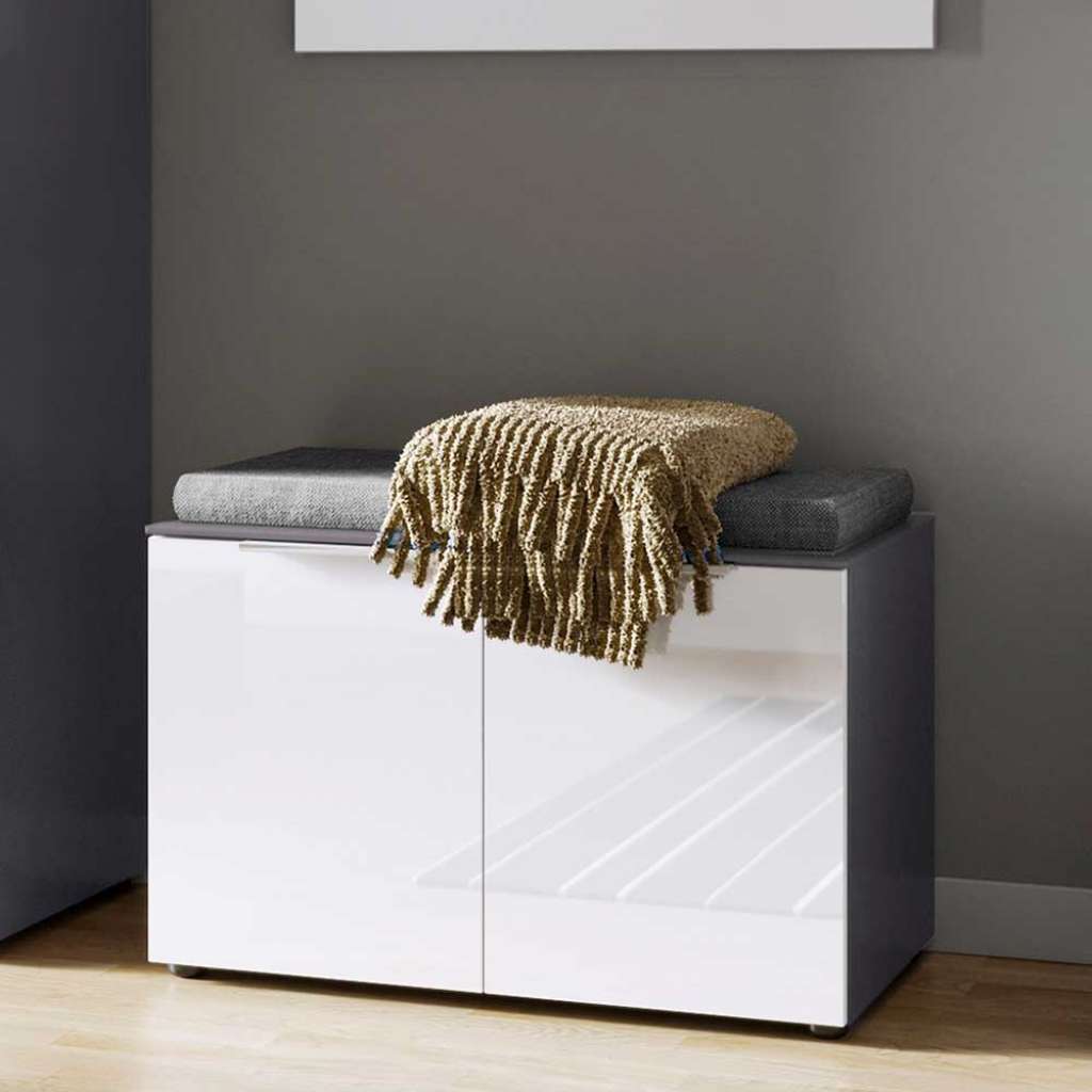 Garderobenbank mit Ablage für Schuhe Dunkelgrau und Weiß