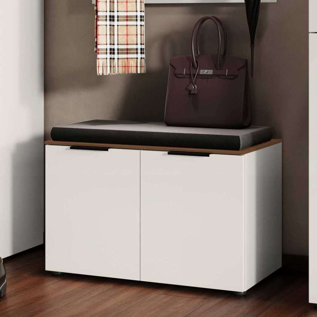 Sitzbank Flur in Hellgrau Nussbaumfarben