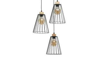 Pendelleuchte, 3-flammig, Eiche geölt / Metall schwarz ¦ schwarz Ø: 50 Lampen & Leuchten > Innenleuchten > Pendelleuchten - Höffner