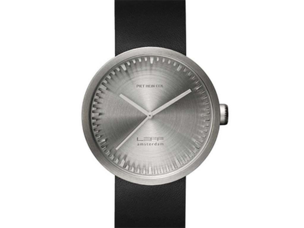 LEFF amsterdam - Tube Watch D42 Armbanduhr - Edelstahl/schwarzes Armband - indoor