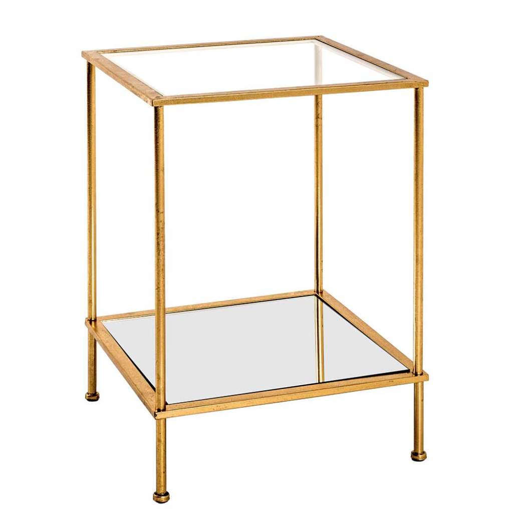 Beistelltisch aus Stahl in Goldfarben Spiegelglasplatten