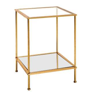 Beistelltisch aus Stahl in Goldfarben Spiegelglasplatten
