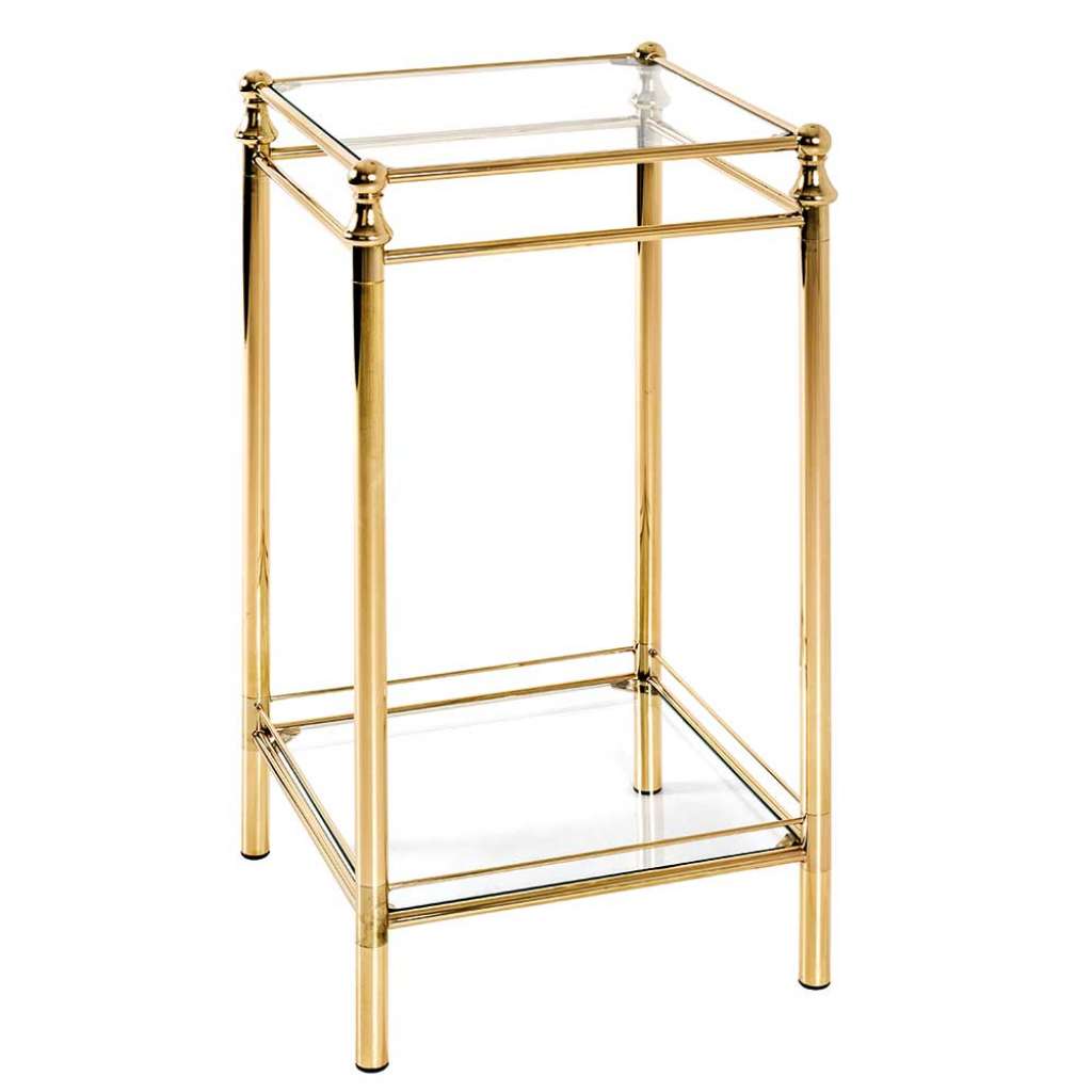 Beistelltisch aus Stahl in Messingfarben Glasplatten