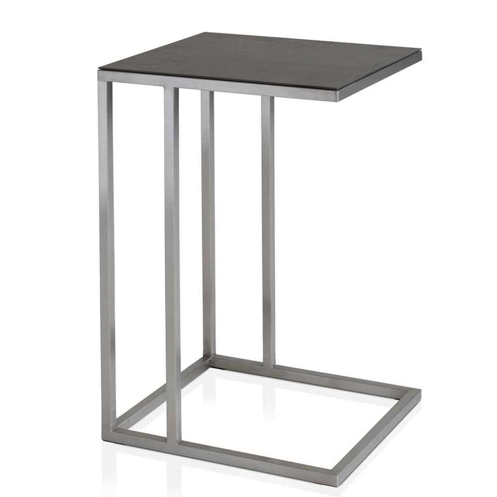 Anstelltisch mit Keramikplatte in Dunkelgrau Edelstahl C Fußgestell