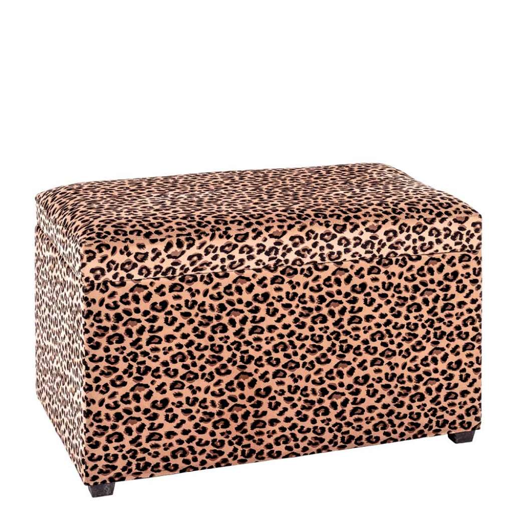 Gepolsterte Truhe aus Samt Leo Muster