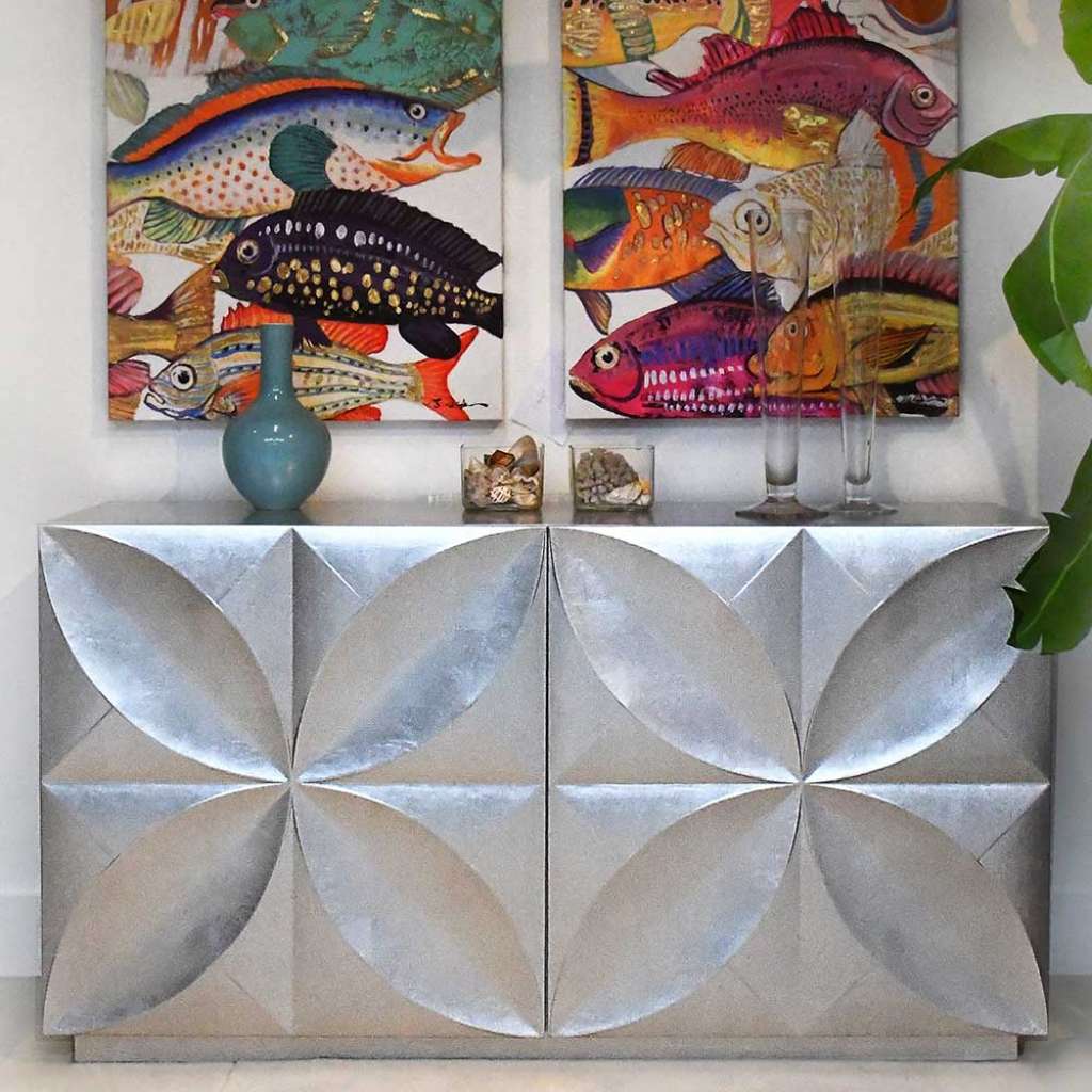 Modernes Sideboard in Silberfarben lackiert 2 türig