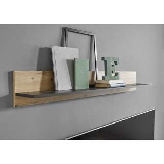 Modernes Wandboard in Wildeiche Optik und Dunkelgrau 138 cm breit