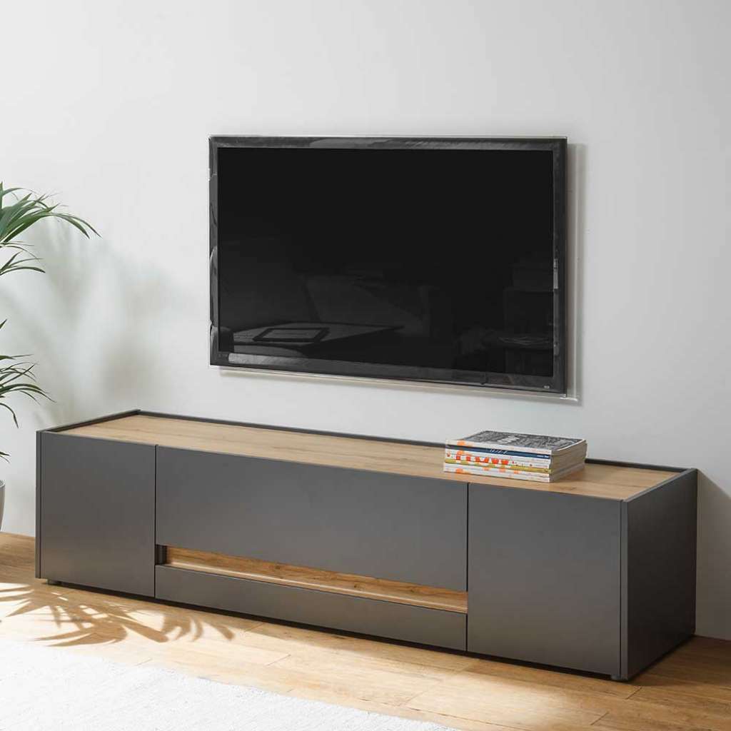 TV Board in Anthrazit und Wildeiche Optik 170 cm breit