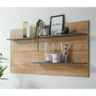 Wandregal in Wildeiche Optik und Anthrazit 150 cm breit