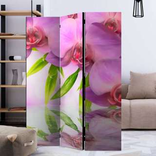 Tennwand Paravent in Pink und Grün Orchideen Motiv
