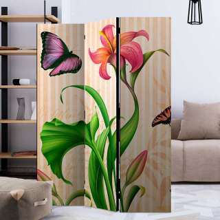 Vintage Raumtrennwand mit Blumen Motiv Bunt