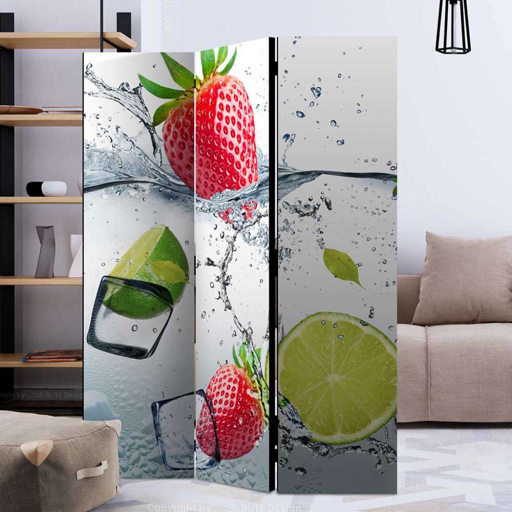 Paravent Stellwand in Bunt Obst Motiv