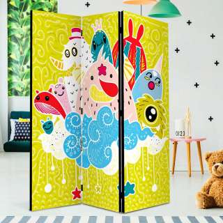 Kinder Trennwand mit Monster Motiv Gelb und Bunt