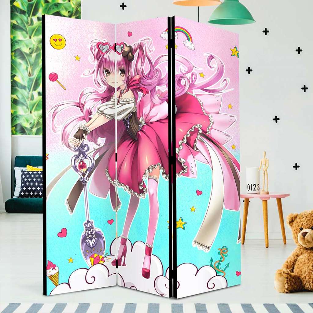 Kinder Paravent in Bunt Manga Motiv
