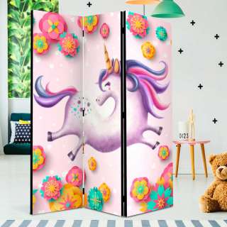 Kinder Raumteiler mit Einhorn Motiv Bunt