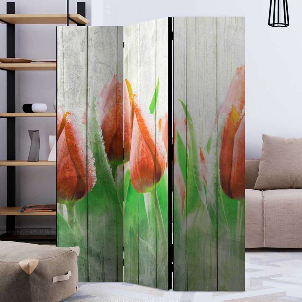 Raumteiler Paravent in Bunt Tulpen Motiv