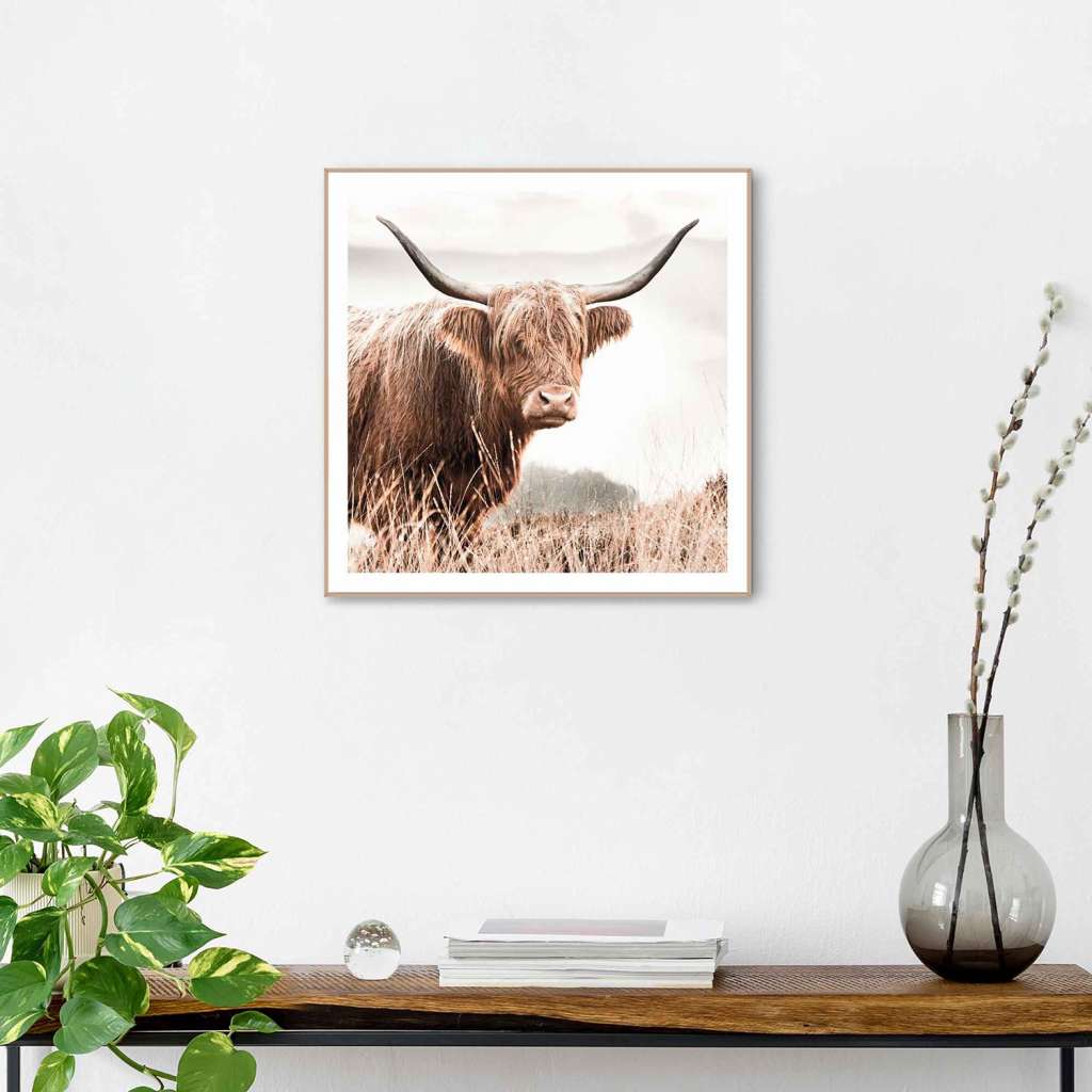 home24 Gerahmtes Bild Highlander Hörner