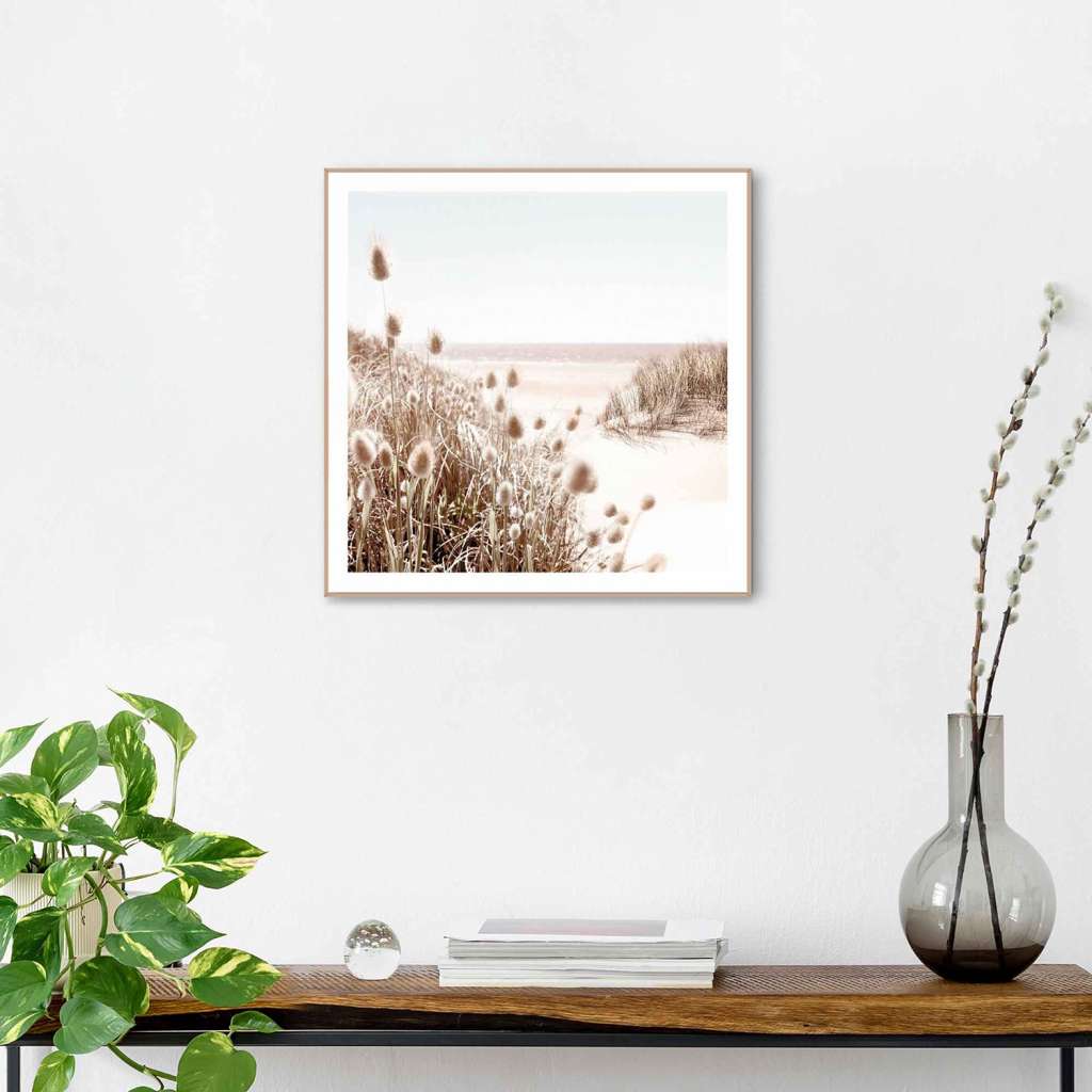 home24 Gerahmtes Bild Strand Gras Meer