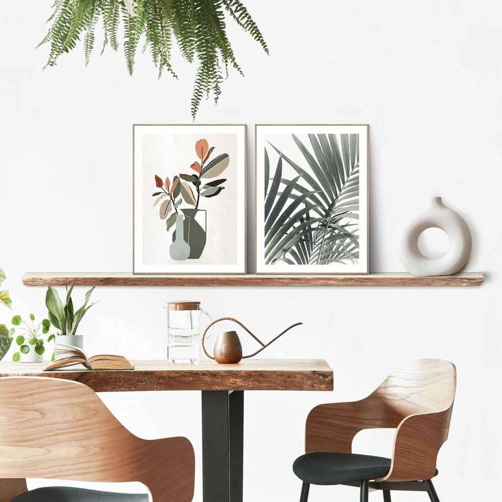 home24 Wandbilder Set Vase mit Blumen (2-tlg.)