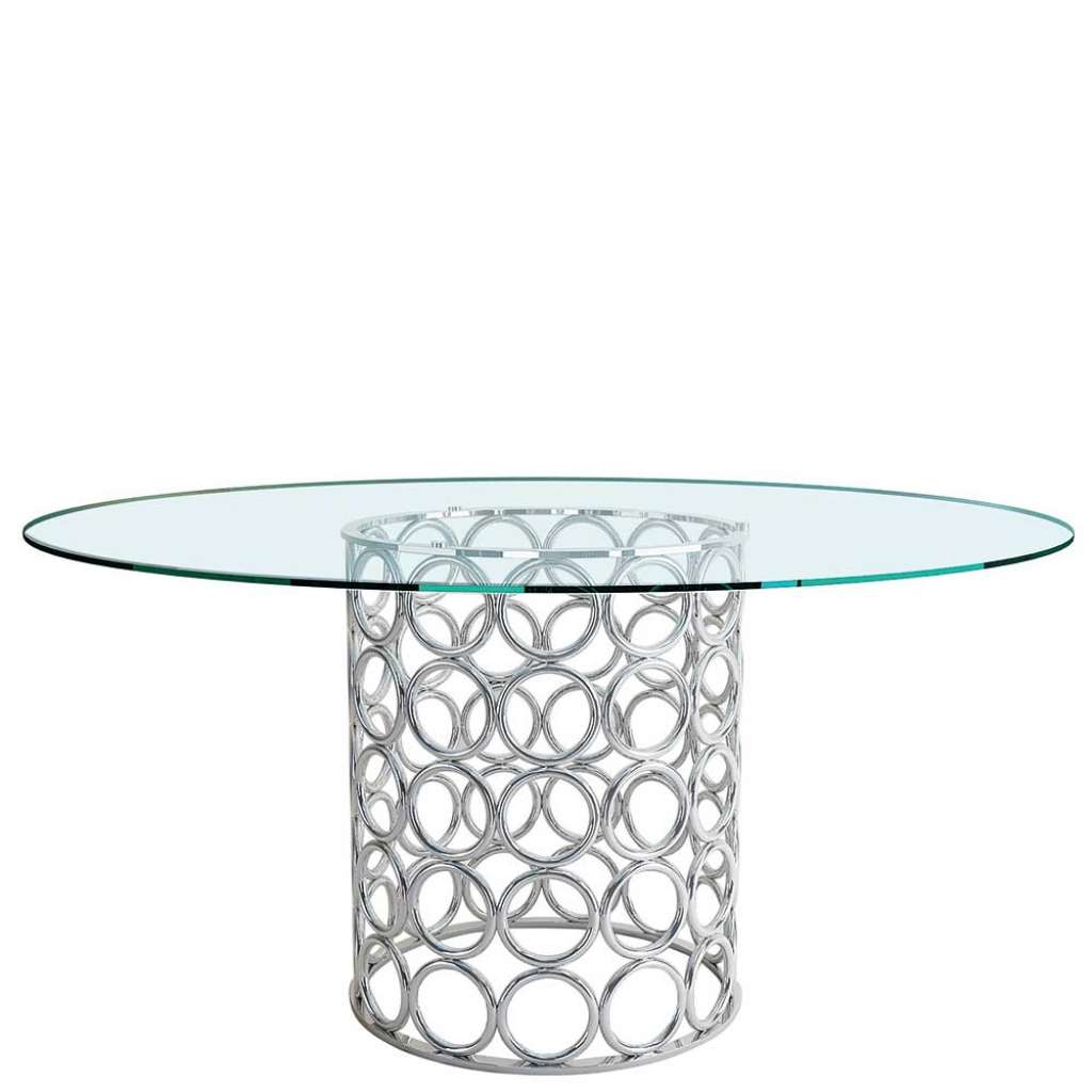Esszimmer Tisch aus Glas und Edelstahl Gestell rund