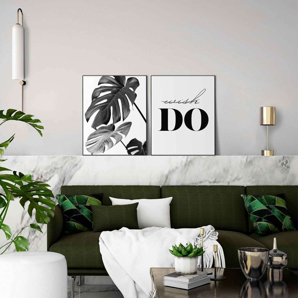 home24 Wandbilder Set Monstera (2-tlg.)
