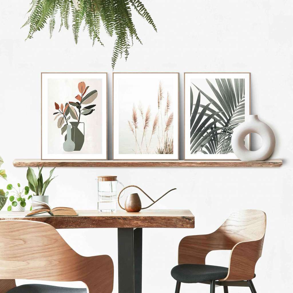 home24 Wandbilder Set Abstrakte Blumen (3-tlg.)