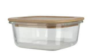 KHG Aufbewahrungsdose 520 ml quadratisch ¦ transparent/klar ¦ Glas , Bambus Küchenzubehör & Helfer > Vorratsbehälter - Höffner