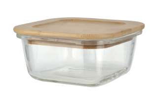 KHG Aufbewahrungsdose 320 ml quadratisch ¦ transparent/klar ¦ Glas , Bambus Küchenzubehör & Helfer > Vorratsbehälter - Höffner