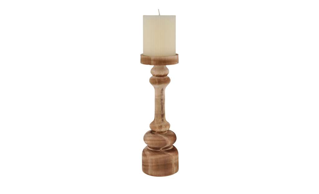 Kerzenhalter mit Stumpenkerze ¦ holzfarben ¦ Holz, Wachs Ø: 8.5 Dekoration > Kerzen & Lichter > Kerzenständer - Höffner