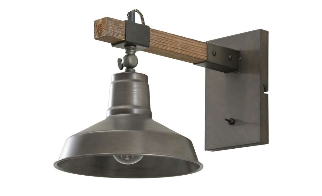 Wandleuchte, 1-flammig, schwarz/holz ¦ holzfarben Lampen & Leuchten > Innenleuchten > Wandleuchten - Höffner