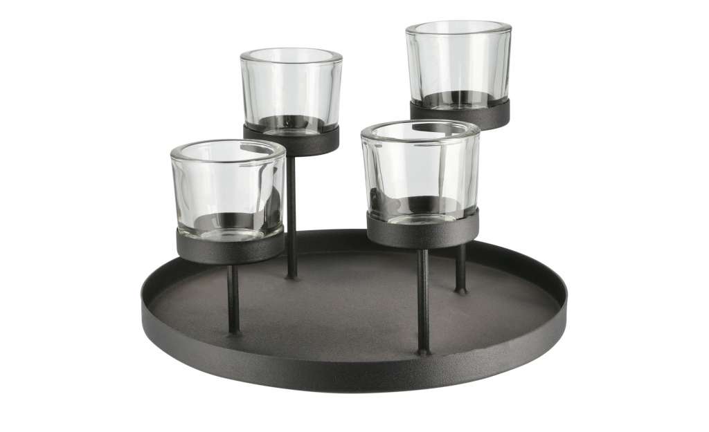 Teelichthalter ¦ schwarz ¦ Glas , Metall Ø: 25 Dekoration > Kerzen & Lichter > Kerzenständer - Höffner
