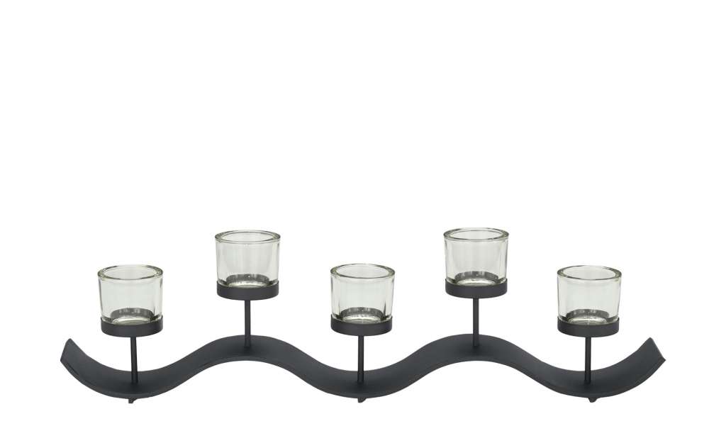 5er Teelichthalter ¦ schwarz ¦ Metall, Glas Dekoration > Kerzen & Lichter > Kerzenständer - Höffner