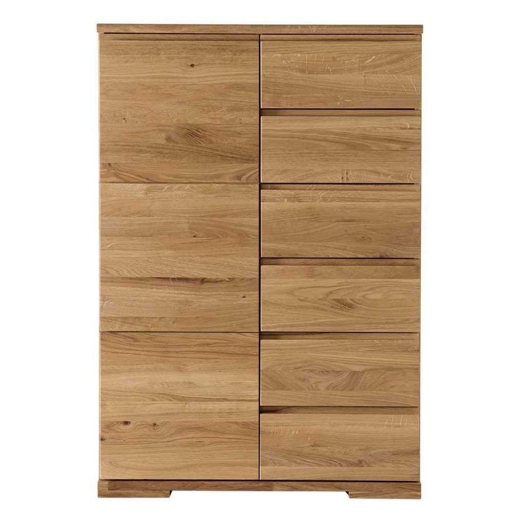 Wohnzimmer Highboard aus Wildeiche Massivholz geölt Griffmulden