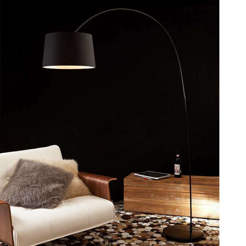 Bogenlampe in Schwarz Metall und Marmor
