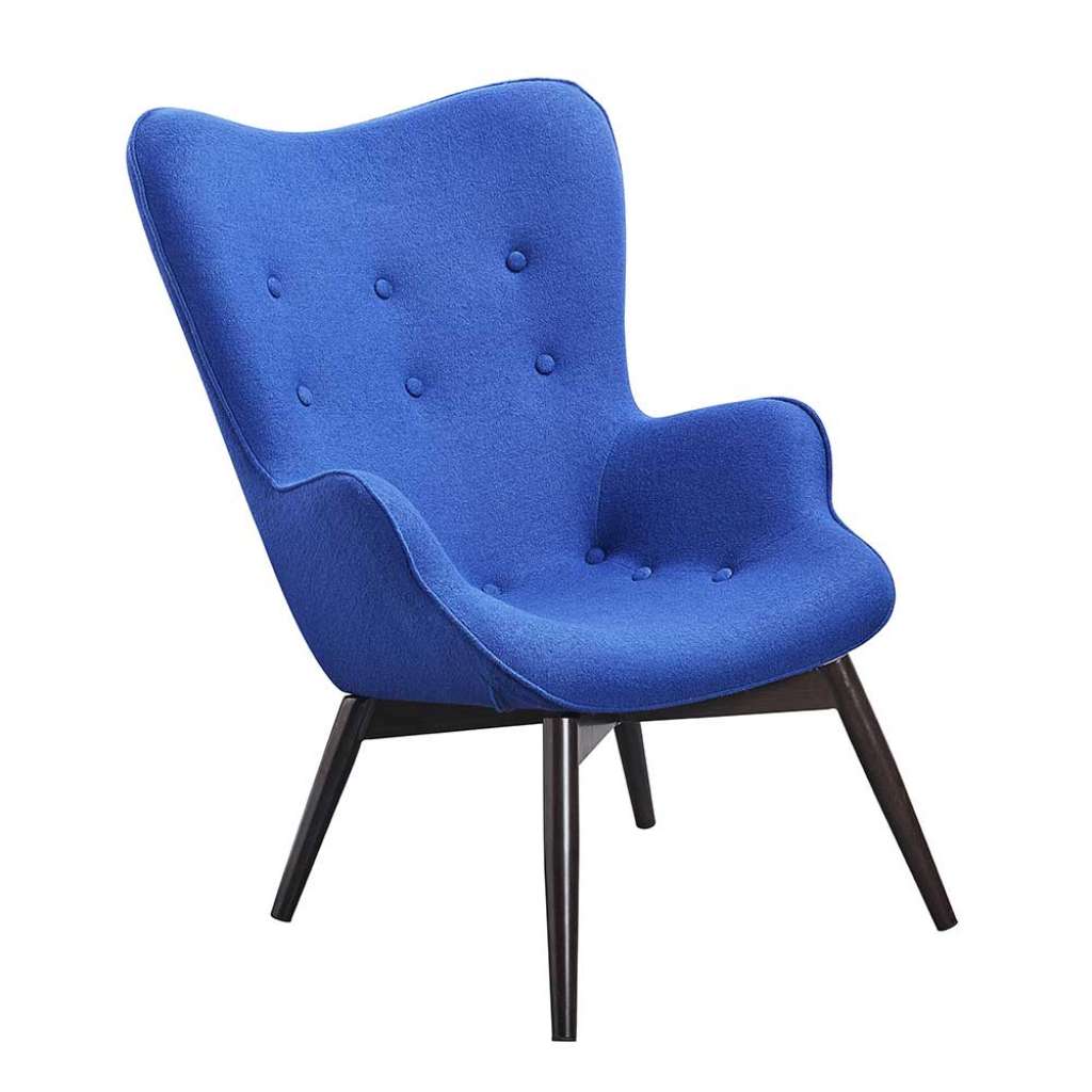 Skandi Wohnzimmersessel in Blau und Schwarz hohe Rückenlehne