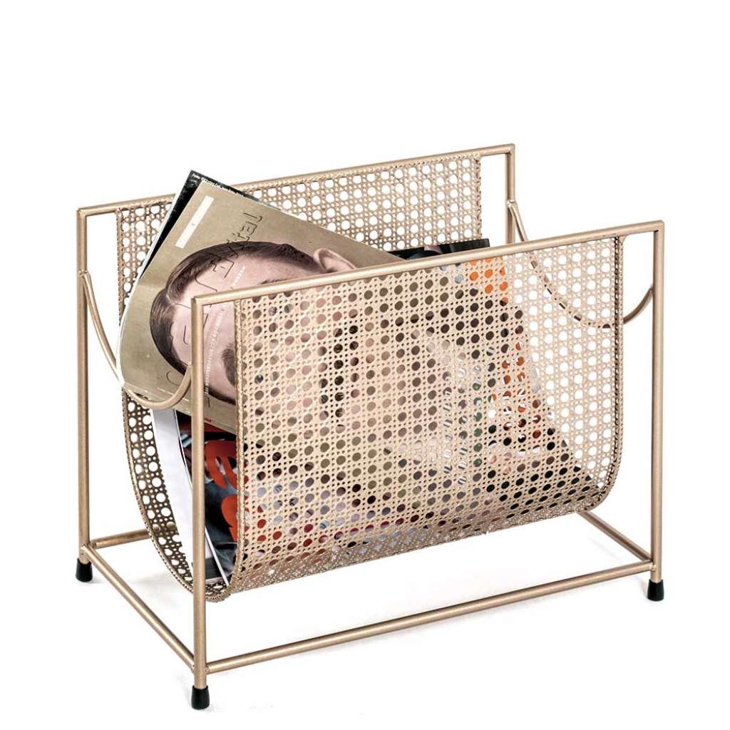 Zeitschriftenständer in Goldfarben Retrostil