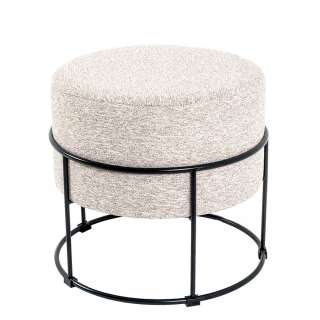 Polsterhocker in Beige Webstoff Metall Ringgestell