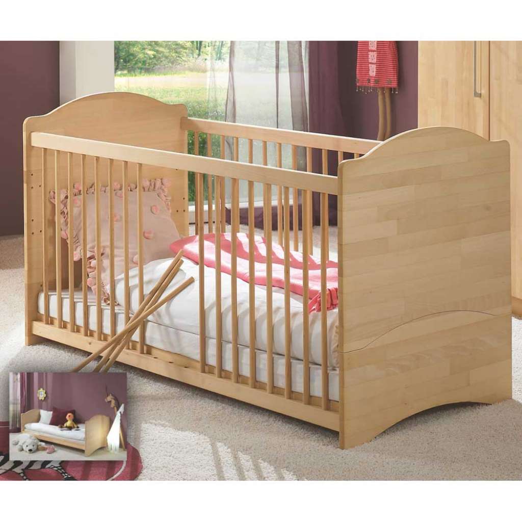 Baby Bett aus Buche Massivholz Umbauseiten