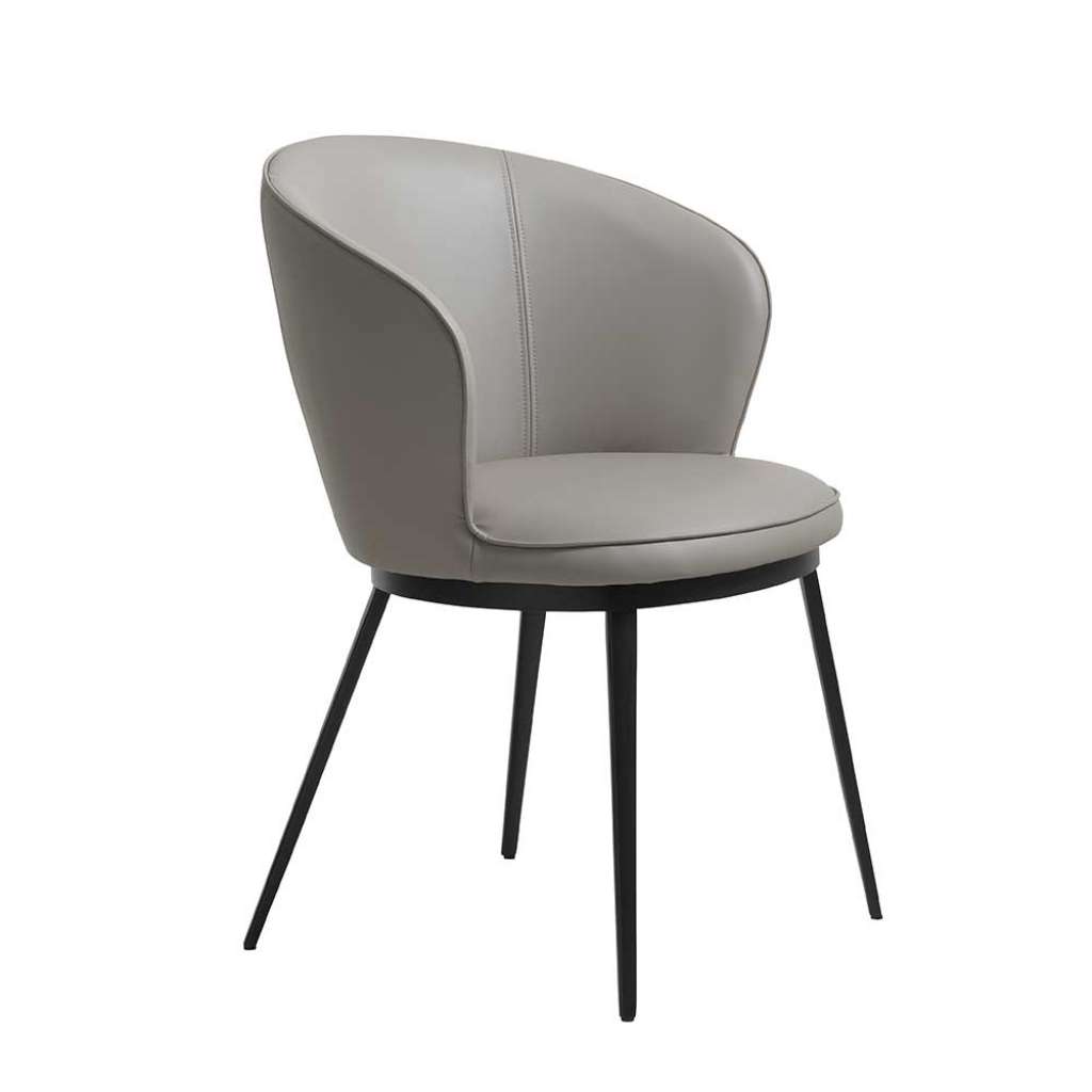 Armlehnenstuhl in Taupe Kunstleder Gestell aus Metall
