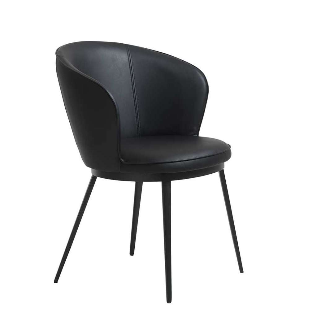 Skandi Esszimmerstuhl in Schwarz Kunstleder Gestell aus Metall