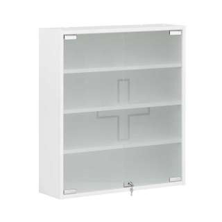 Bad Medizinschrank in Weiß Glastür abschließbar