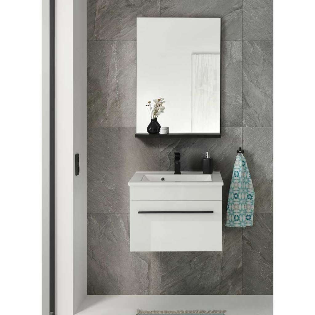 Waschplatz Set in Weiß Hochglanz Gäste WC (zweiteilig)