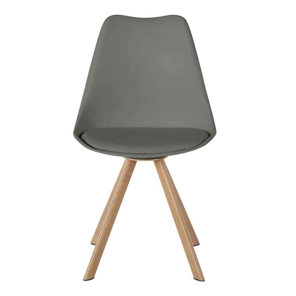 Esstisch Stühle im Skandi Design Grau und Eichefarben (2er Set)
