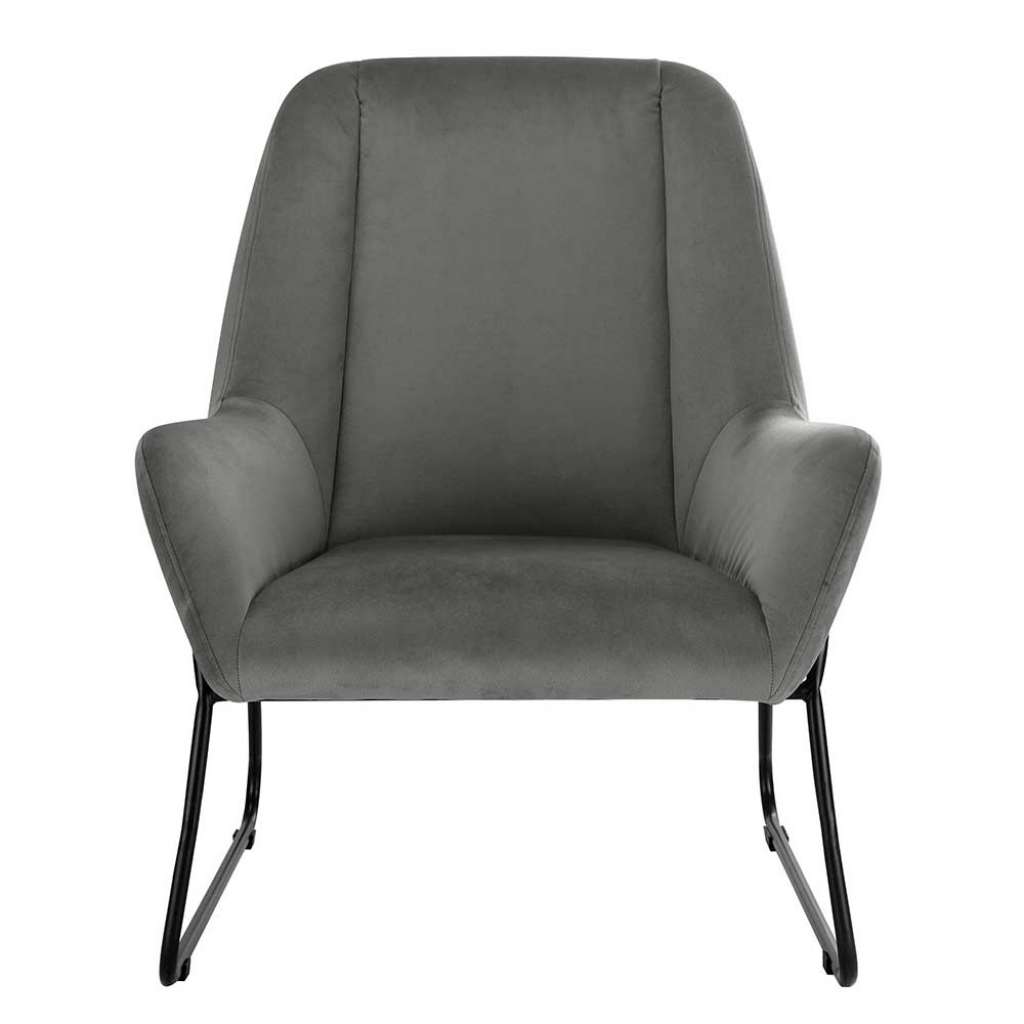Wohnzimmer Sessel in Grau und Schwarz Samt und Metall