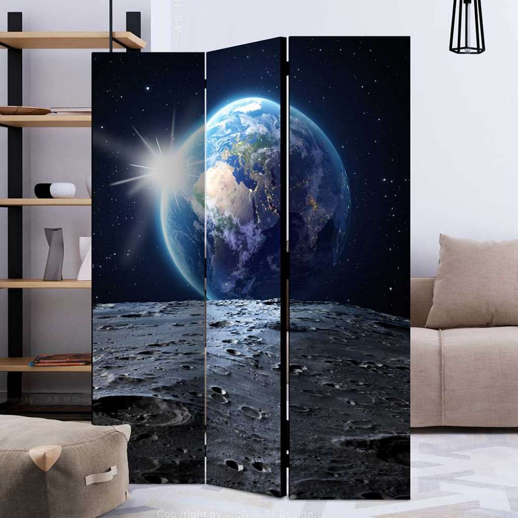 Fotodruck Paravent in Schwarz und Blau Weltraum Motiv Erde
