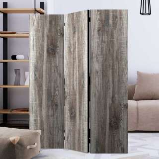 Sichtschutz Wand in Holz White Wash Optik Leinwand Füllung
